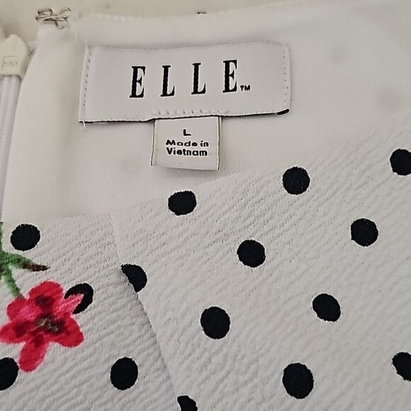 Elle floral and polka dot sleeveless zipper back lined dress size large - Picture 6 of 11